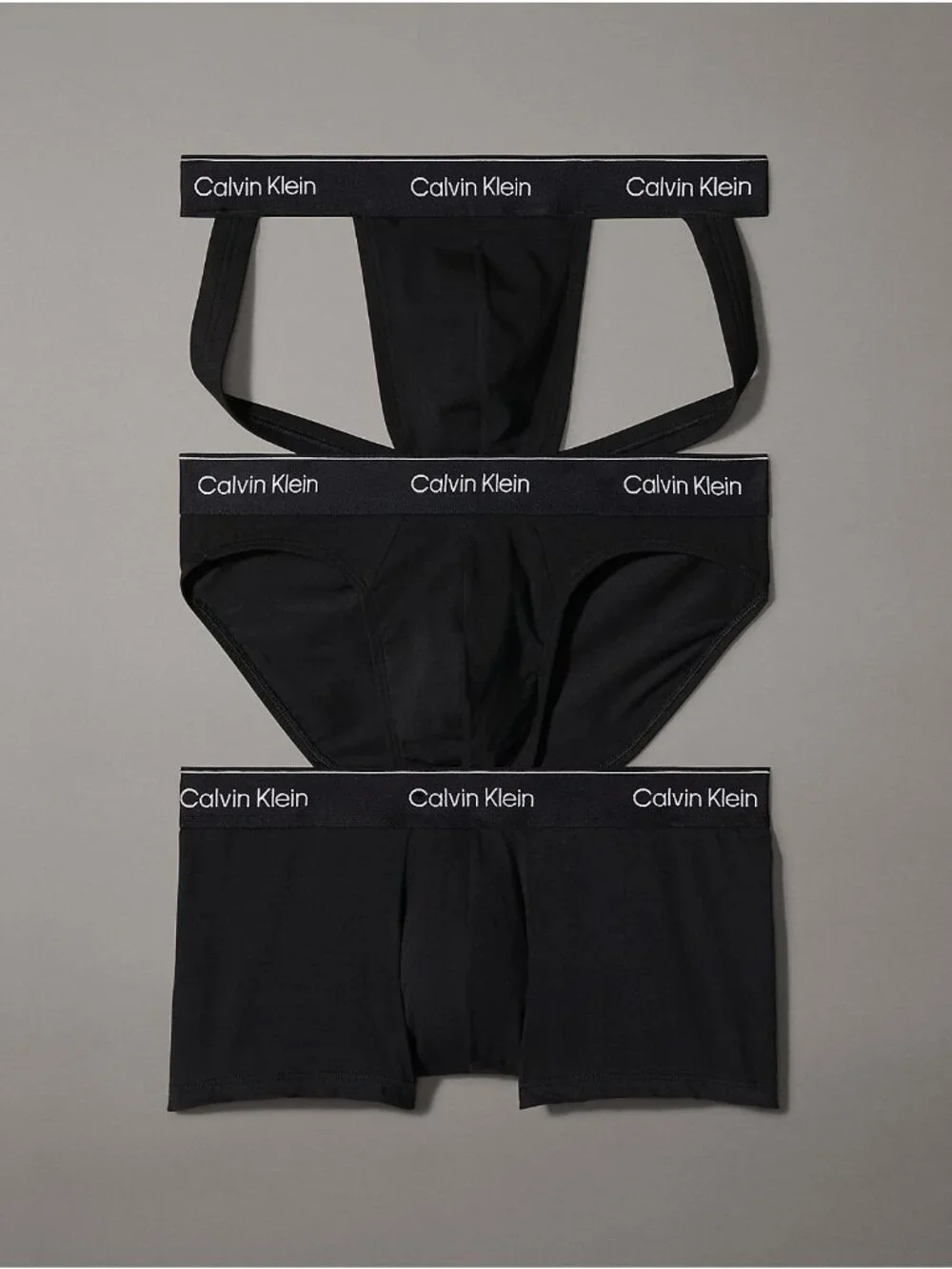 Calvin Klein Men's Pride Jock Strap, Brief, + Trunk Set - Black
